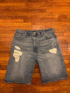 Men's Levi’s 569 Distressed Denim Shorts - Blue size 40